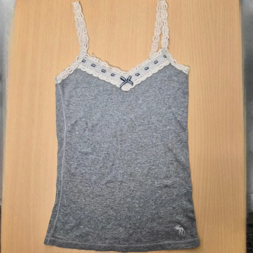 Abecrombie Kids Gray Cotton Lace Ribbon Bella Swan Core Petite Twee Tank Top S